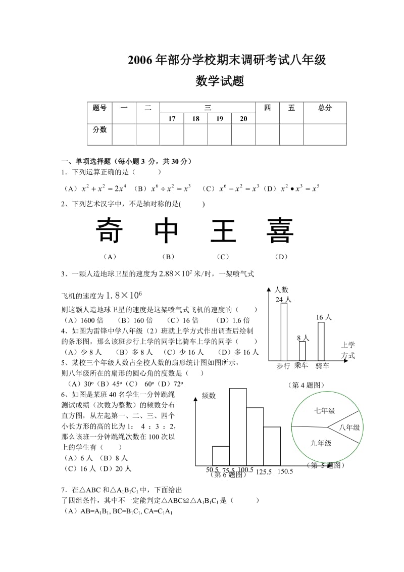 初二数学上册期末调研考试.doc_第1页