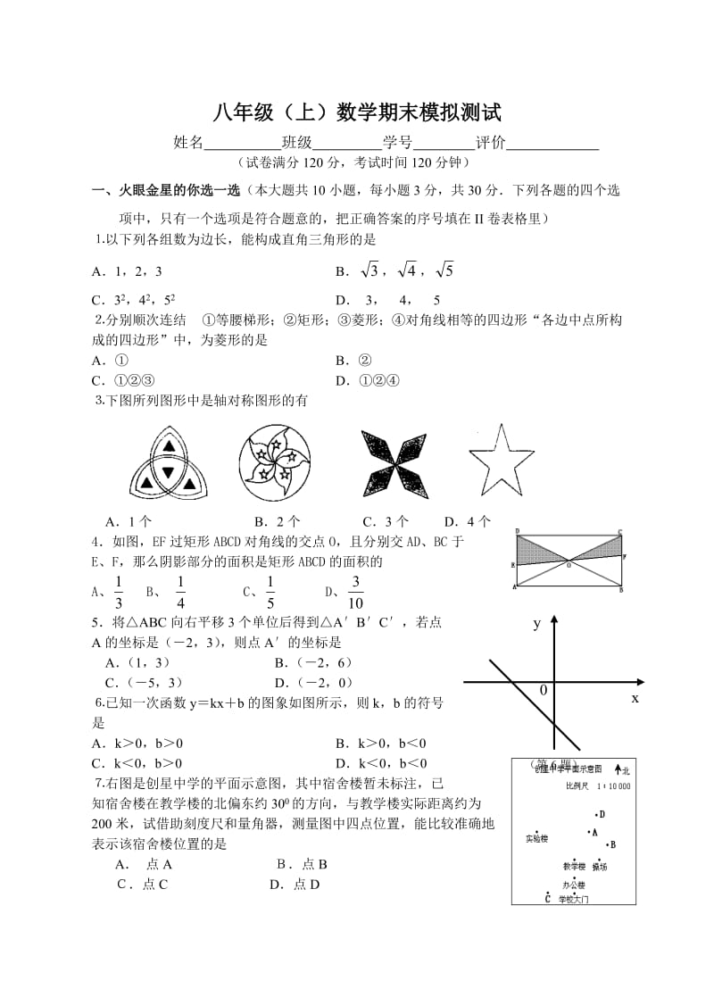 八年级(上)数学期末模拟测试.doc_第1页