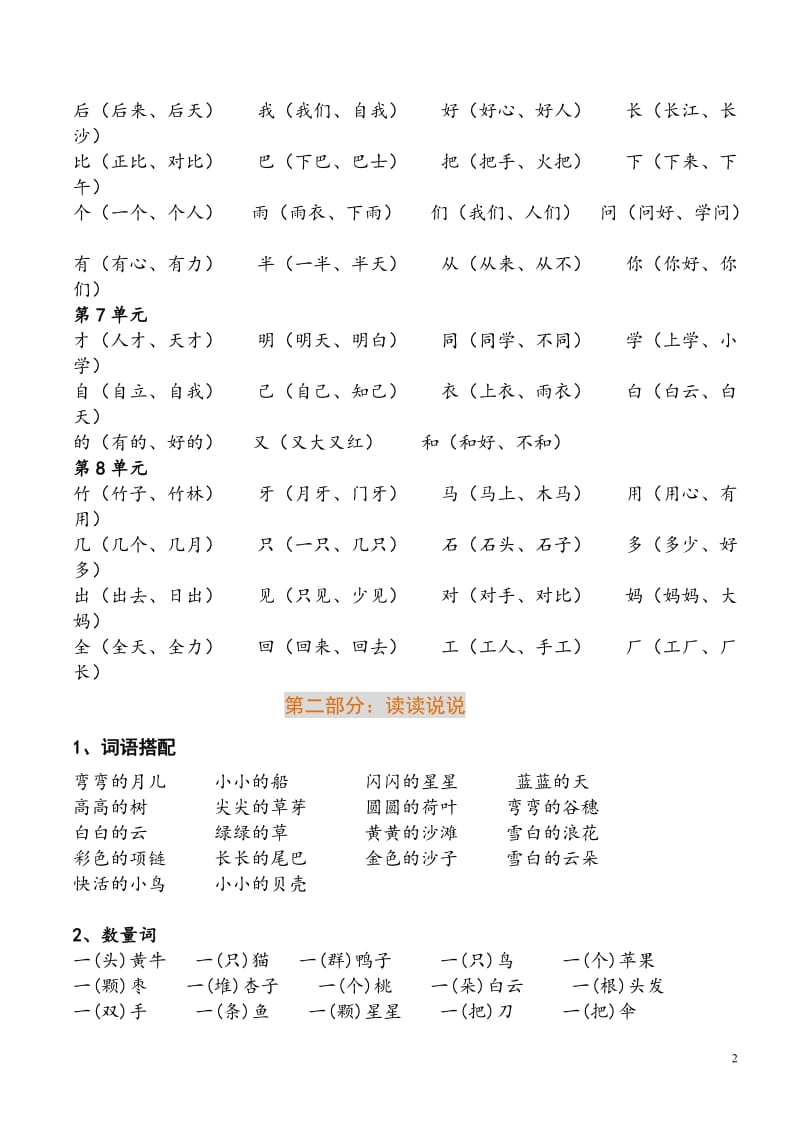 新版一年级语文上册期末复习重点资料(图文).doc_第2页