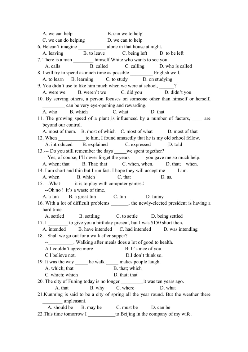 牛津高一英语Module1 Unit3期末复习题.doc_第2页