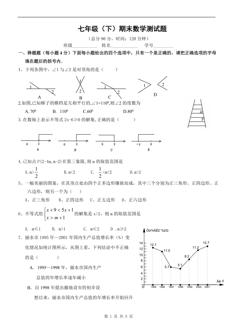 新人教版七年级下期末数学测试(2)(含答案).doc_第1页