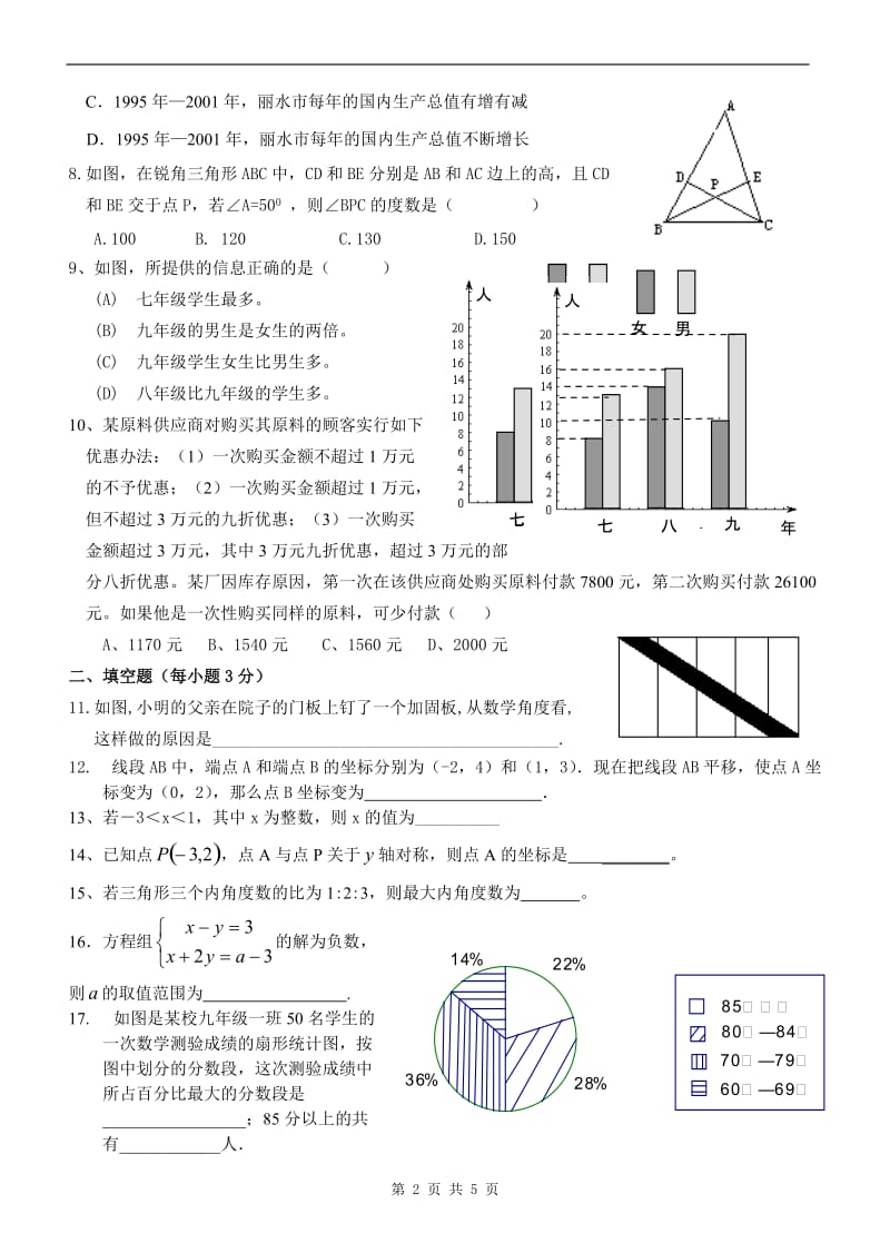 新人教版七年级下期末数学测试(2)(含答案).doc_第2页
