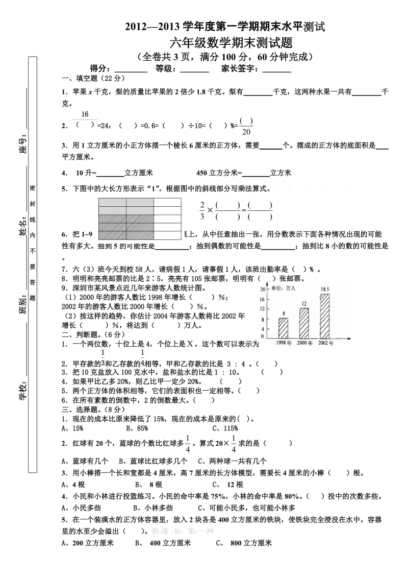 青岛版小学六年级上册数学期末复习试卷.doc_第1页