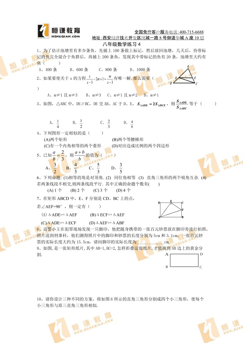 北师大版八年级数学寒假作业练习4.doc_第1页