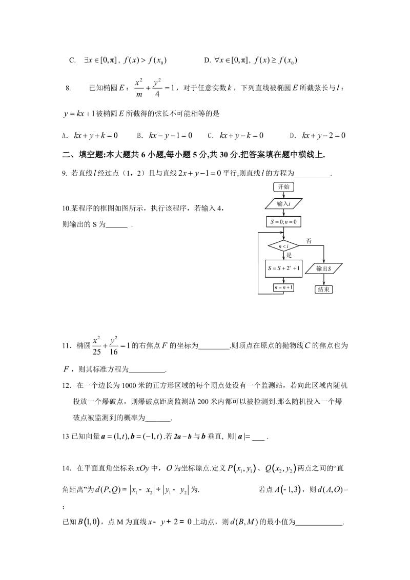 2011海淀区高三期末文科数学试卷及答案.doc_第2页