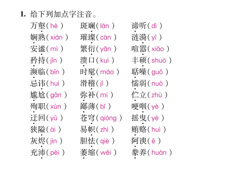 2016年语文版八年级语文上册期末专题训练一 拼音与汉字.ppt_第2页