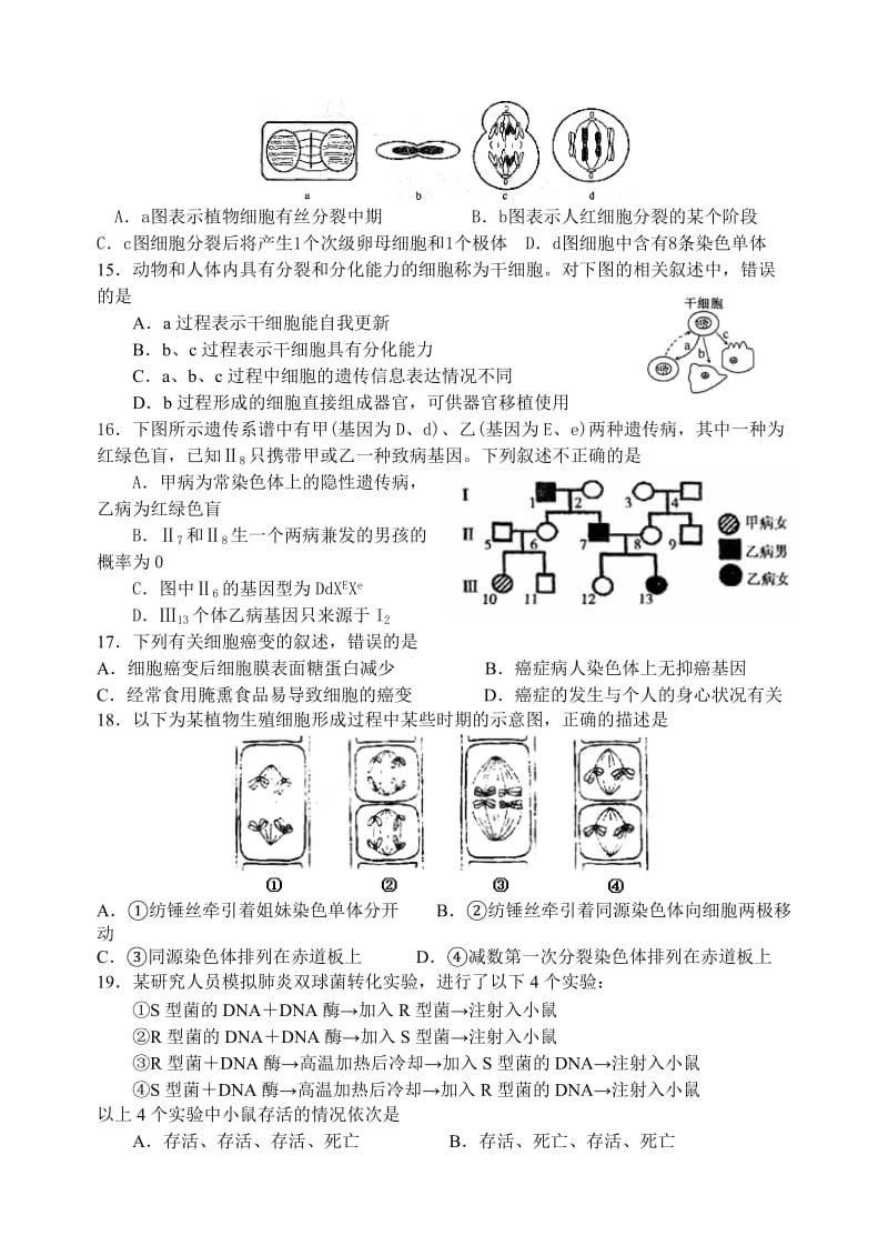 高一生物第二学期期末练习.doc_第3页