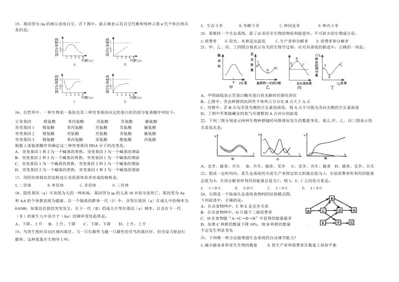 高二生物上期末试题.doc_第2页