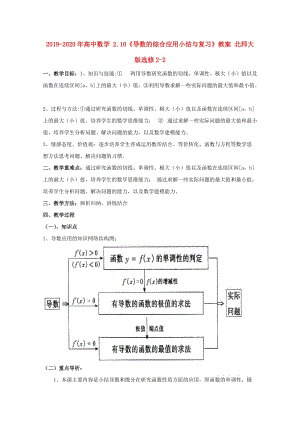 2019-2020年高中數(shù)學(xué) 2.10《導(dǎo)數(shù)的綜合應(yīng)用小結(jié)與復(fù)習(xí)》教案 北師大版選修2-2.doc