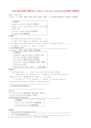 2019-2020年高二英語Unit1 Welcome to the unit and Reading學案 牛津英語.doc