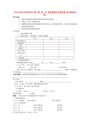 2019-2020年高考化學 第三章 第二節(jié) 鐵的重要化合物學案 新人教版必修1.doc