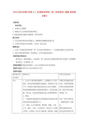 2019-2020年高中生物 5.1《生物的多樣性、統(tǒng)一性和進(jìn)化》教案 浙科版必修2.doc