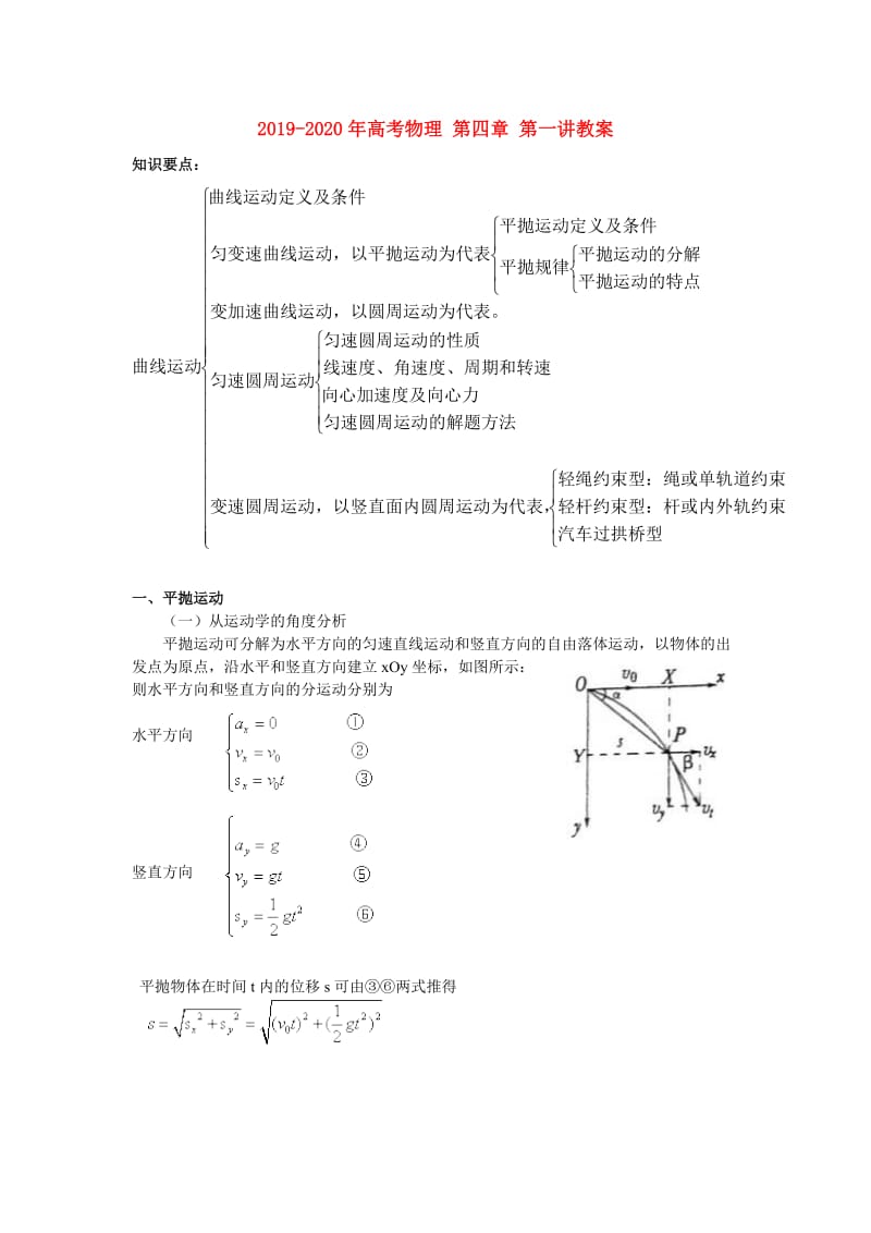 2019-2020年高考物理 第四章 第一讲教案.doc_第1页