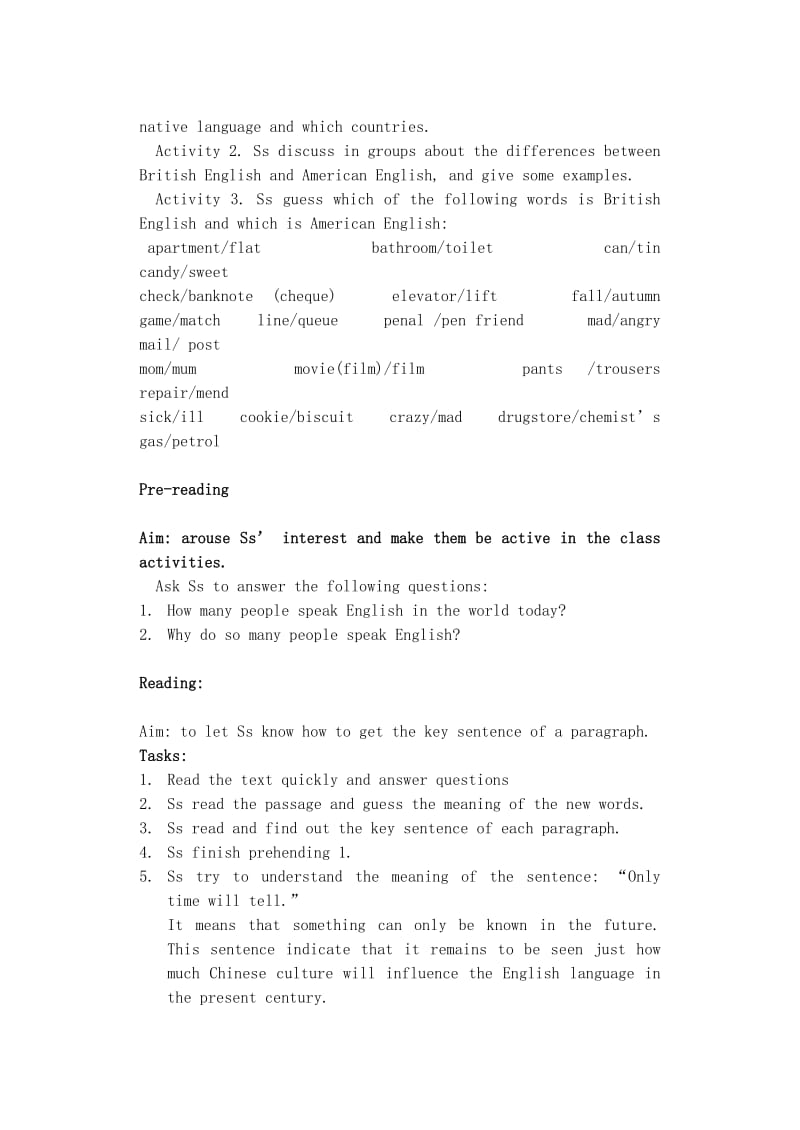 2019-2020年高中英语 Unit 2《Englishi around the World》教案3 新人教版必修1.doc_第2页