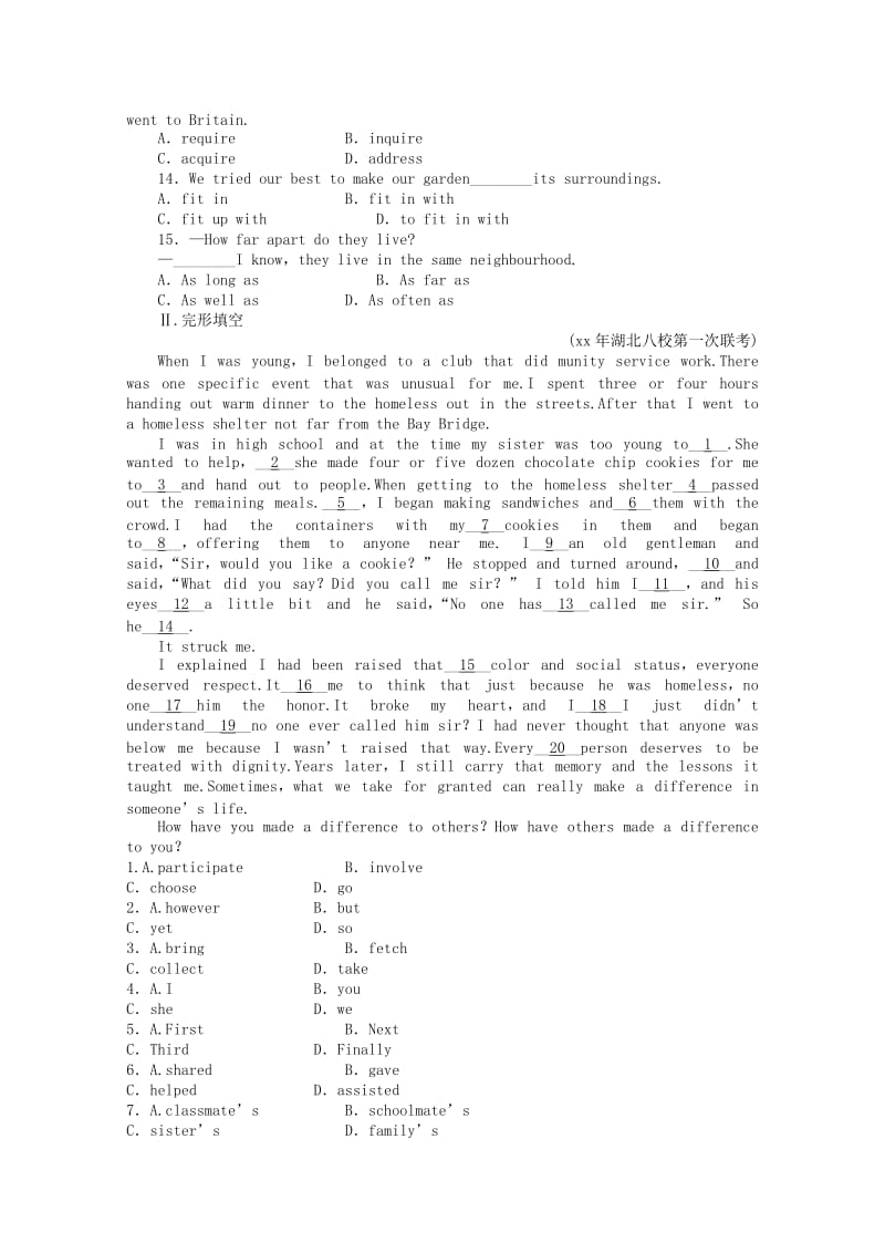 2019-2020年高中英语 Unit 5 Travelling abroad课时作业 新人教版选修7.doc_第2页