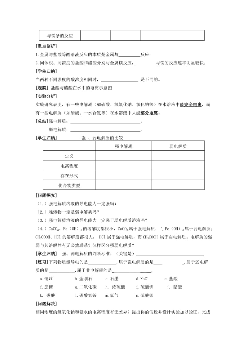 2019-2020年高中化学 3.1.1《强电解质和弱电解质》学案 苏教版选修4.doc_第2页