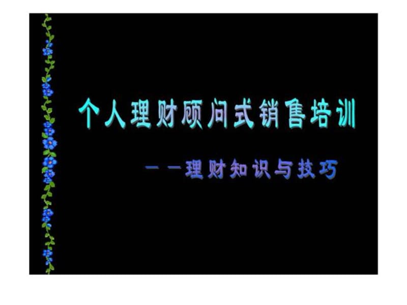 个人理财顾问式销售培训-理财知识与技巧.ppt_第1页