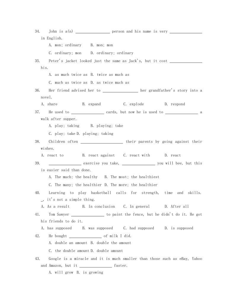 2019-2020年高中英语Module5ALessoninaLab同步练习外研版必修.doc_第3页