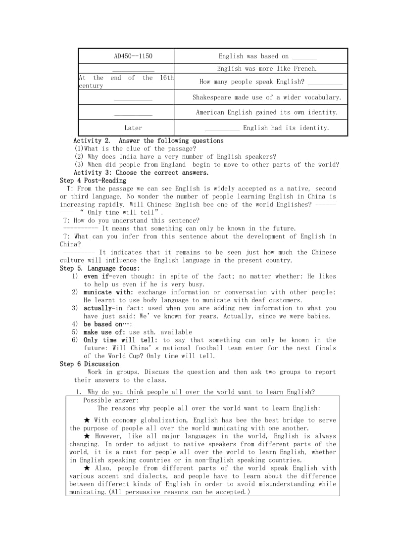 2019-2020年高中英语 UNIT 2 English Around the World教案 新人教版必修1.doc_第3页