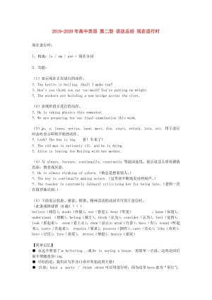 2019-2020年高中英語 第二冊(cè) 語法總結(jié) 現(xiàn)在進(jìn)行時(shí).doc