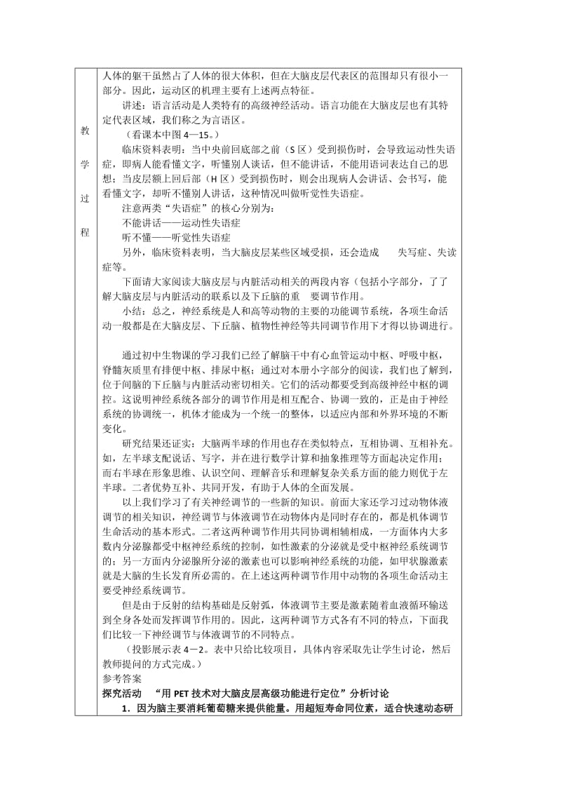 2019-2020年高中生物 1.3.3《人脑的高级功能》教案 中图版必修3.doc_第2页