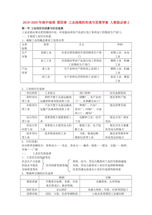 2019-2020年高中地理 第四章 工業(yè)地域的形成與發(fā)展學(xué)案 人教版必修2.doc