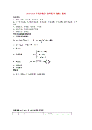 2019-2020年高中数学 会考复习 函数2教案.doc