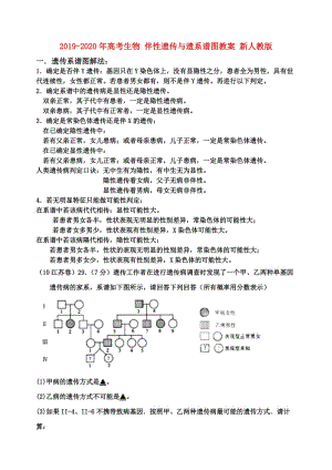 2019-2020年高考生物 伴性遺傳與遺系譜圖教案 新人教版.doc