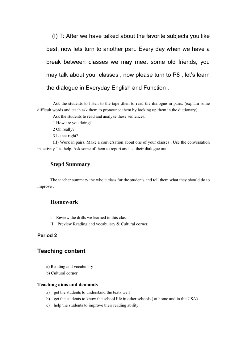 2019-2020年高中英语 MODULE1 教案外研版必修1.doc_第3页