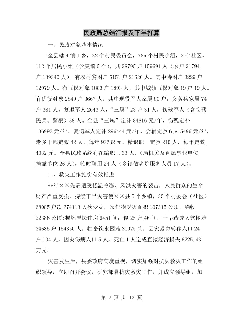 民政局总结汇报及下年打算.doc_第2页