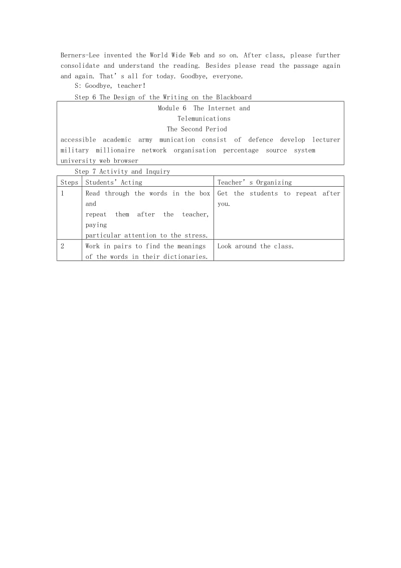 2019-2020年高中英语 Module 6 2nd period教案 外研版必修1.doc_第3页