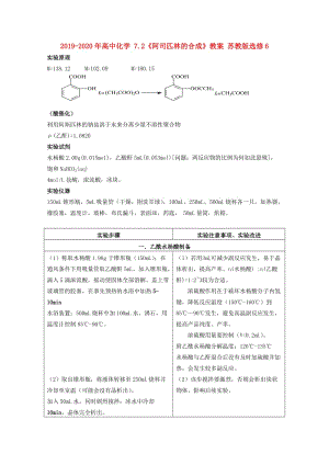 2019-2020年高中化學(xué) 7.2《阿司匹林的合成》教案 蘇教版選修6.doc