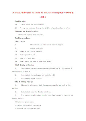 2019-2020年高中英語 Unit3back to the past-reading教案 牛津譯林版必修3.doc