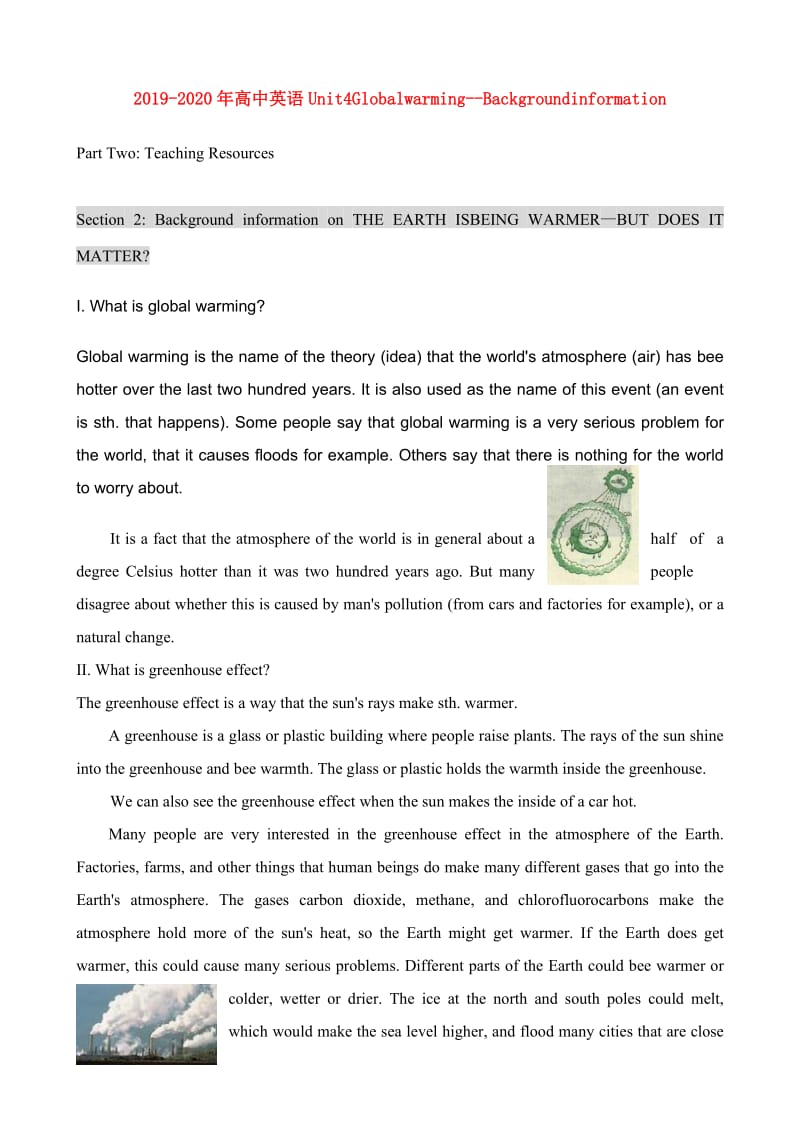 2019-2020年高中英语Unit4Globalwarming--Backgroundination.doc_第1页