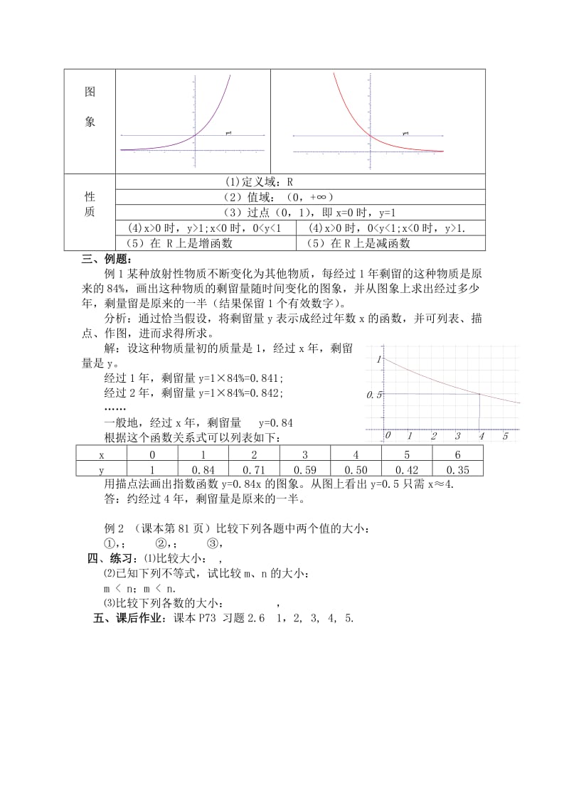 2019-2020年高中数学 2.1《指数函数的性质和图像》教案 湘教版必修1.doc_第2页