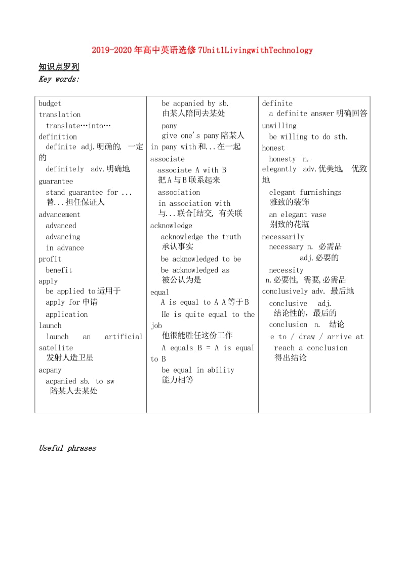 2019-2020年高中英语选修7Unit1LivingwithTechnology.doc_第1页