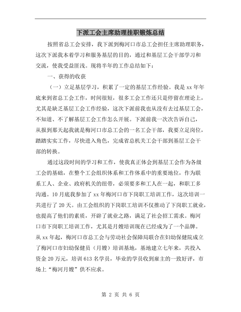 下派工会主席助理挂职锻炼总结.doc_第2页