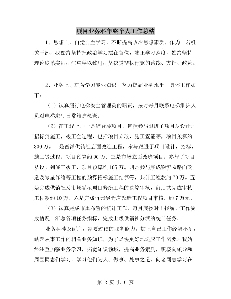 项目业务科年终个人工作总结.doc_第2页