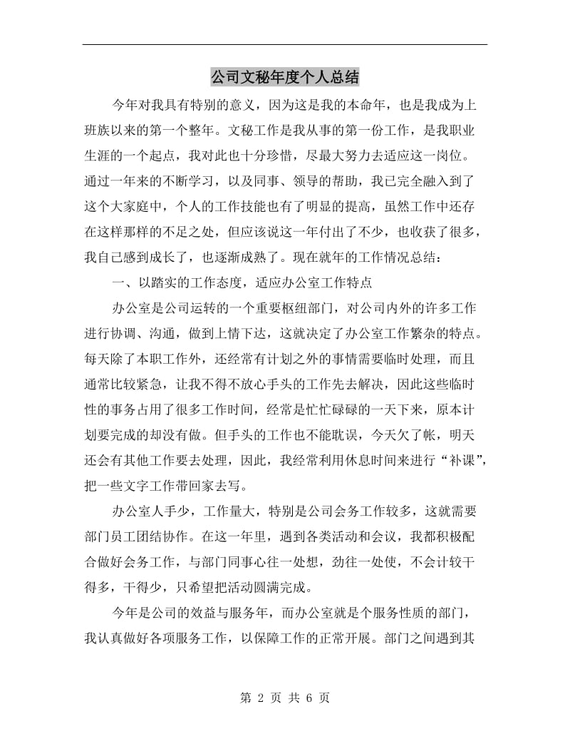 公司文秘年度个人总结.doc_第2页