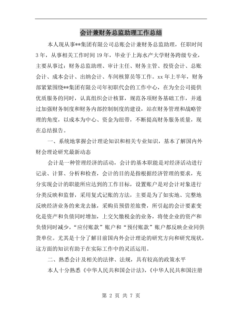 会计兼财务总监助理工作总结.doc_第2页