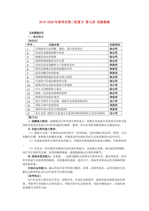 2019-2020年高考生物二輪復(fù)習(xí) 第七講 實驗教案.doc