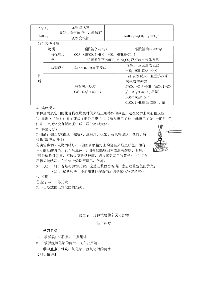 2019-2020年高中化学《几种重要的金属化合物》教案 新人教版必修1.doc_第2页