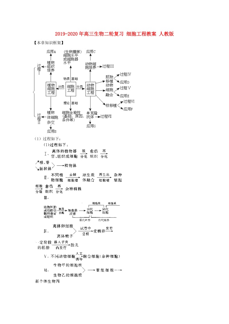 2019-2020年高三生物二轮复习 细胞工程教案 人教版.doc_第1页