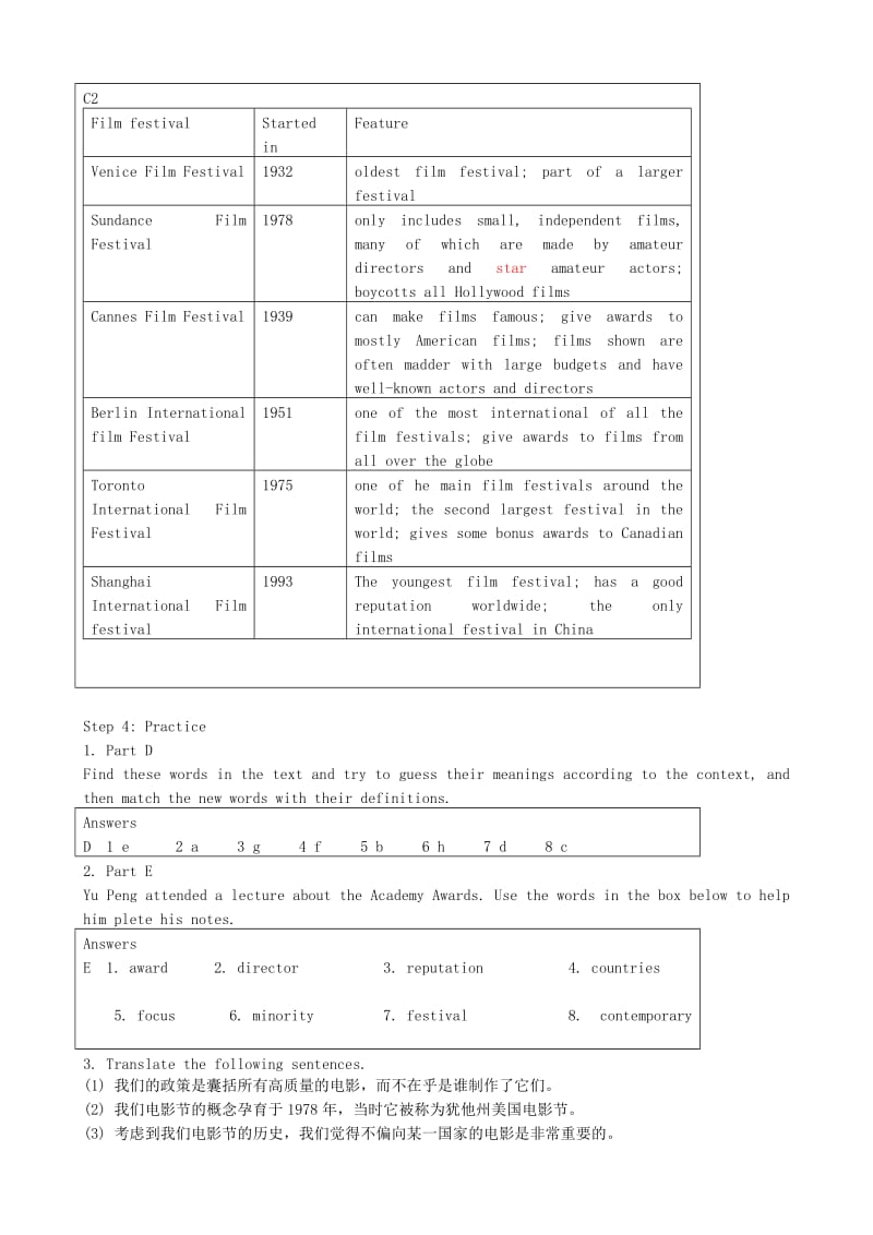 2019-2020年高二英语Unit4 Films and film events教案.doc_第3页