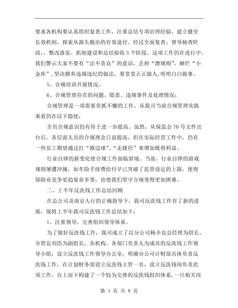 保险公司上半年合规、反洗钱工作总结.doc_第3页