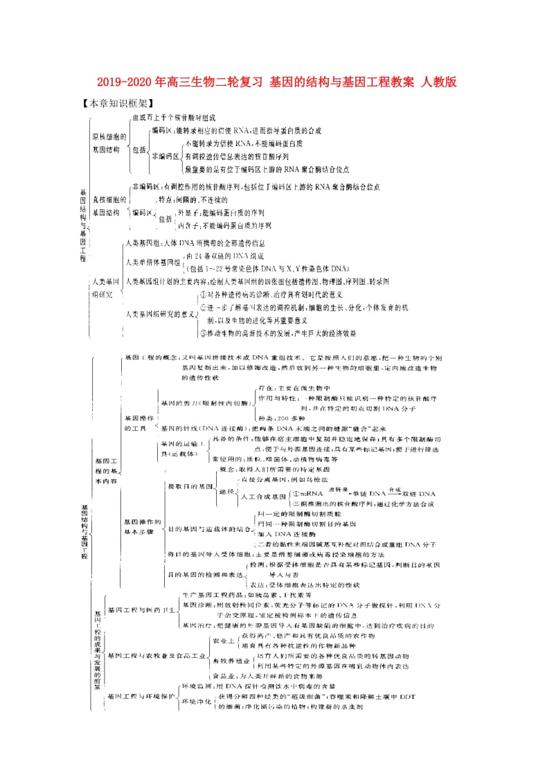 2019-2020年高三生物二轮复习 基因的结构与基因工程教案 人教版.doc_第1页