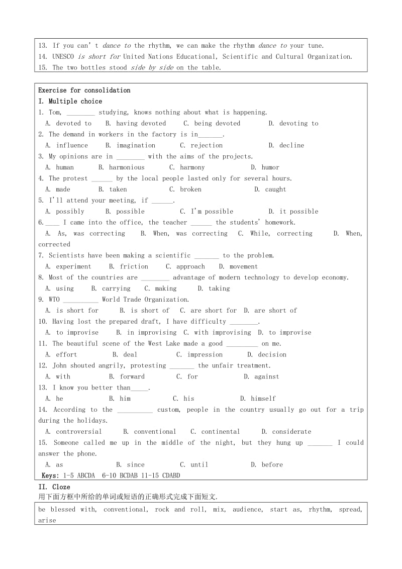 2019-2020年高中英语 Module 4 Music Born in America-Period 2练习 外研版选修7.doc_第3页