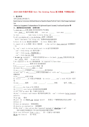 2019-2020年高中英語(yǔ) Unit Two Growing Pains復(fù)習(xí)教案 牛津版必修1.doc