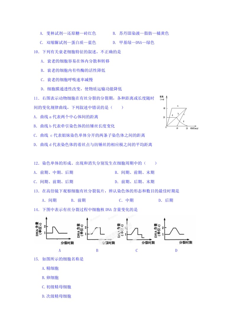 2019-2020年高二第二次学业水平模拟（期中）考试生物试题 含答案.doc_第2页