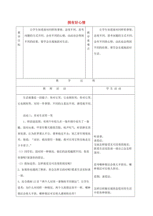 五年級(jí)品德與社會(huì)下冊(cè) 第一單元 成長(zhǎng)的快樂(lè)與煩惱 2 擁有好心情（第2課時(shí)）教案 新人教版.doc